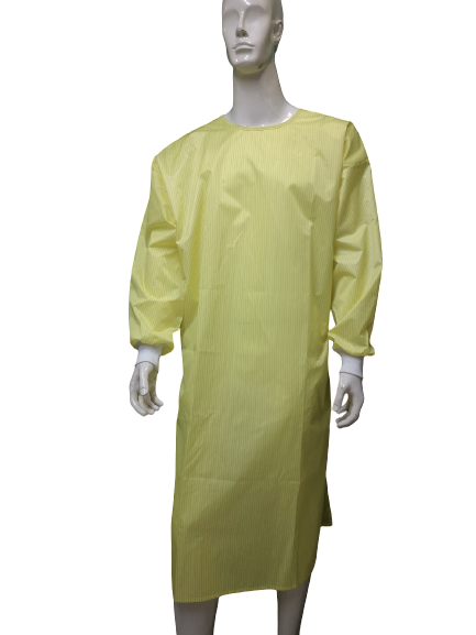 ISOLATION GOWNS - Fluid Resistant, Yellow with Stripes (12 pieces)