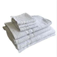 Load image into Gallery viewer, 86/14 Blended White Platinum Ring Spun Bath Towel 24x50&quot; 10lbs (4 dozen/ 48 pieces)