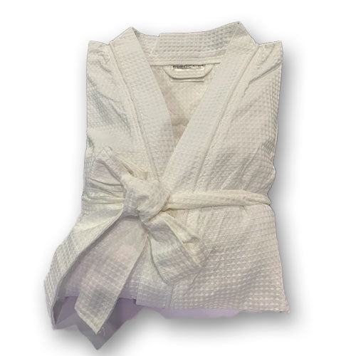 Waffle Weave Bath Robe Kimono Style White Color (1 dozen/12 pieces)